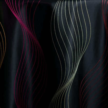 Black with Yellow & Pink Waves Tablecloth