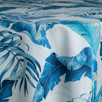 Blue & White Palm Leaf Tablecloth