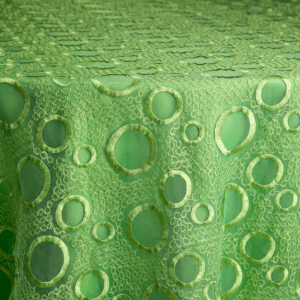 Lime Green Circles Sheer with Lime Green Capri Underlay Tablecloth