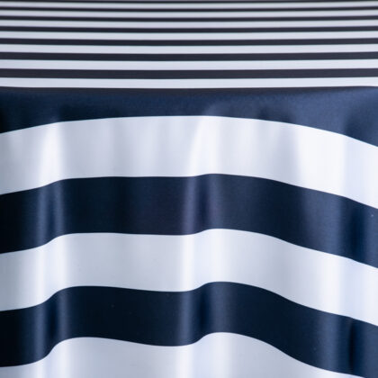 Navy Blue Stripe Satin Tablecloth