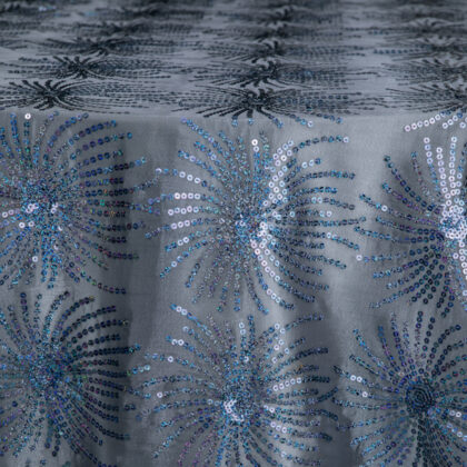 Silver Destiny with Silver Taffeta Underlay Tablecloth