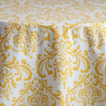 Yellow & White Damask Tablecloth